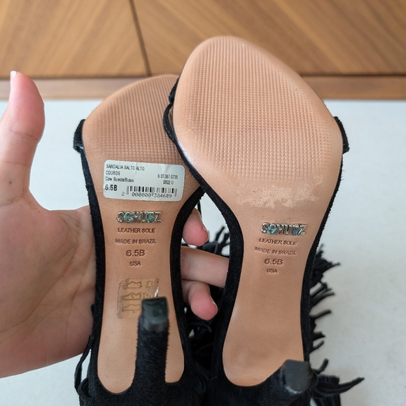 Schultz Black Fringe Lace Up Heels Size 6.5 - Picture 4 of 6